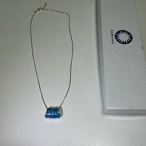 Smithsonian Turquoise Navajo Sterling Silver and Turquoise Pendant Necklace NEW